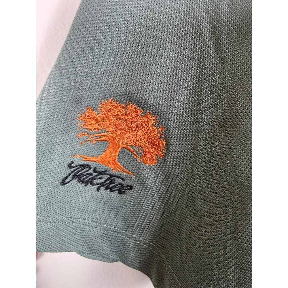 Nike Golf Dri‎ Fit Mens L Gray Short Sleeve Polo OakTree Logo PGA